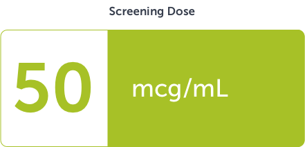 the screening dose of Gablofen is 50 mcg/mL