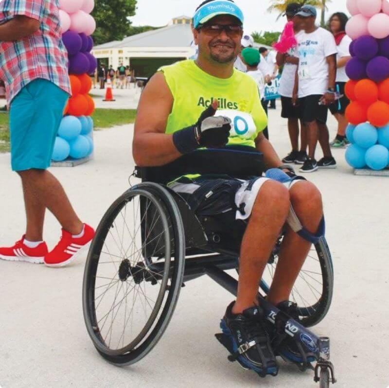 wheelchair racer who uses intrathecal baclofen therapy