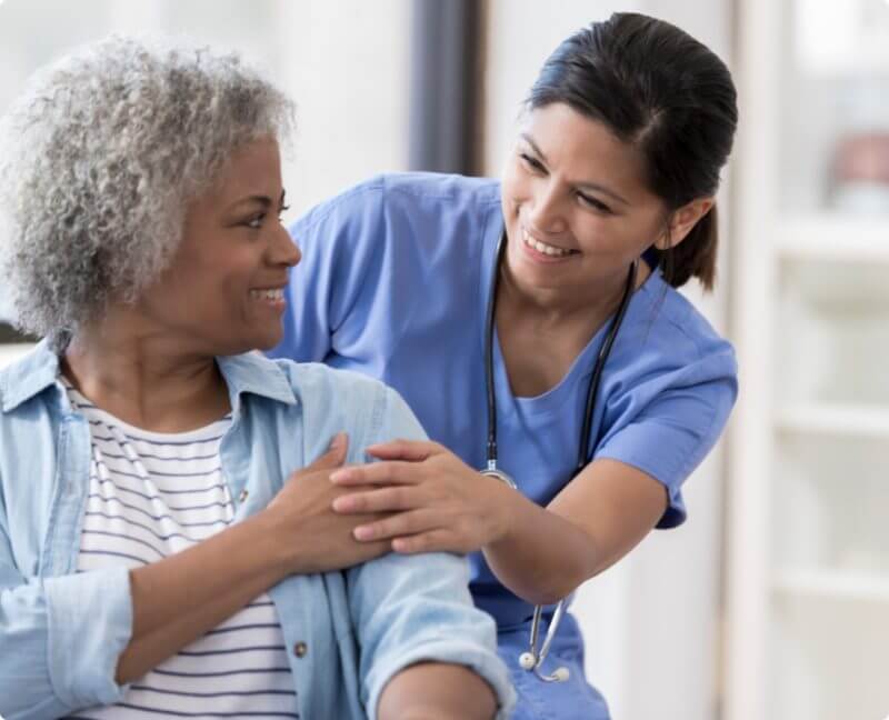 a patient and nurse after an intrathecal baclofen trial